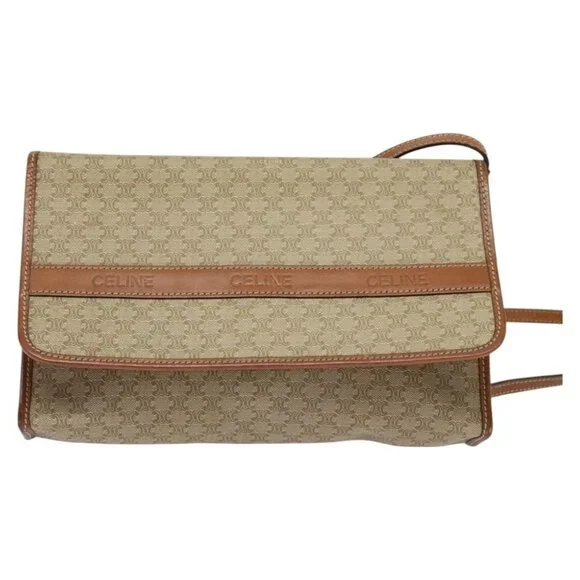 Authentic CELINE Macadam Canvas Shoulder Bag Beige - Picture 5 of 16